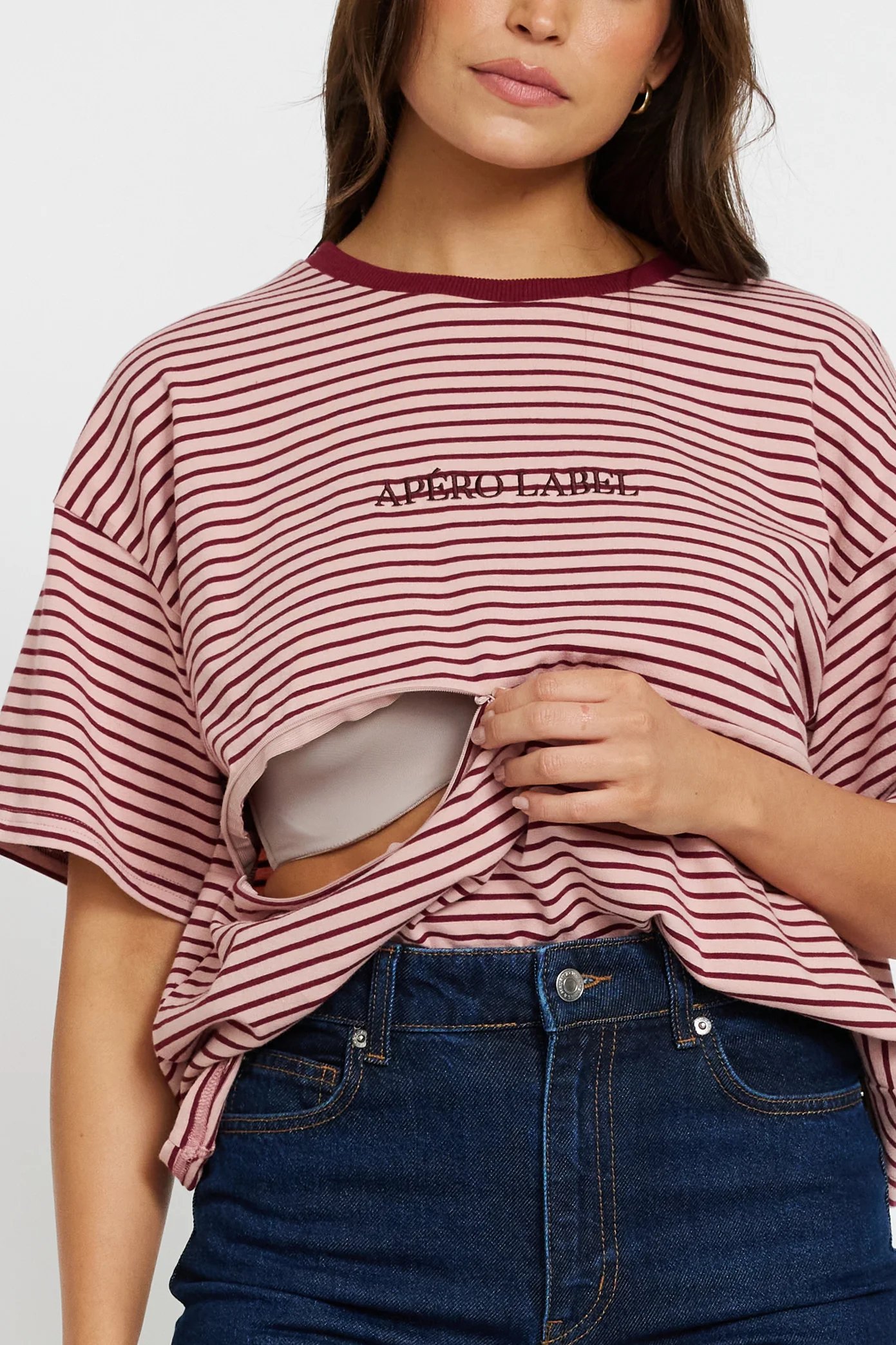 Era Drop-Shoulder Cropped Tee - Pink / Burgundy - Image 2