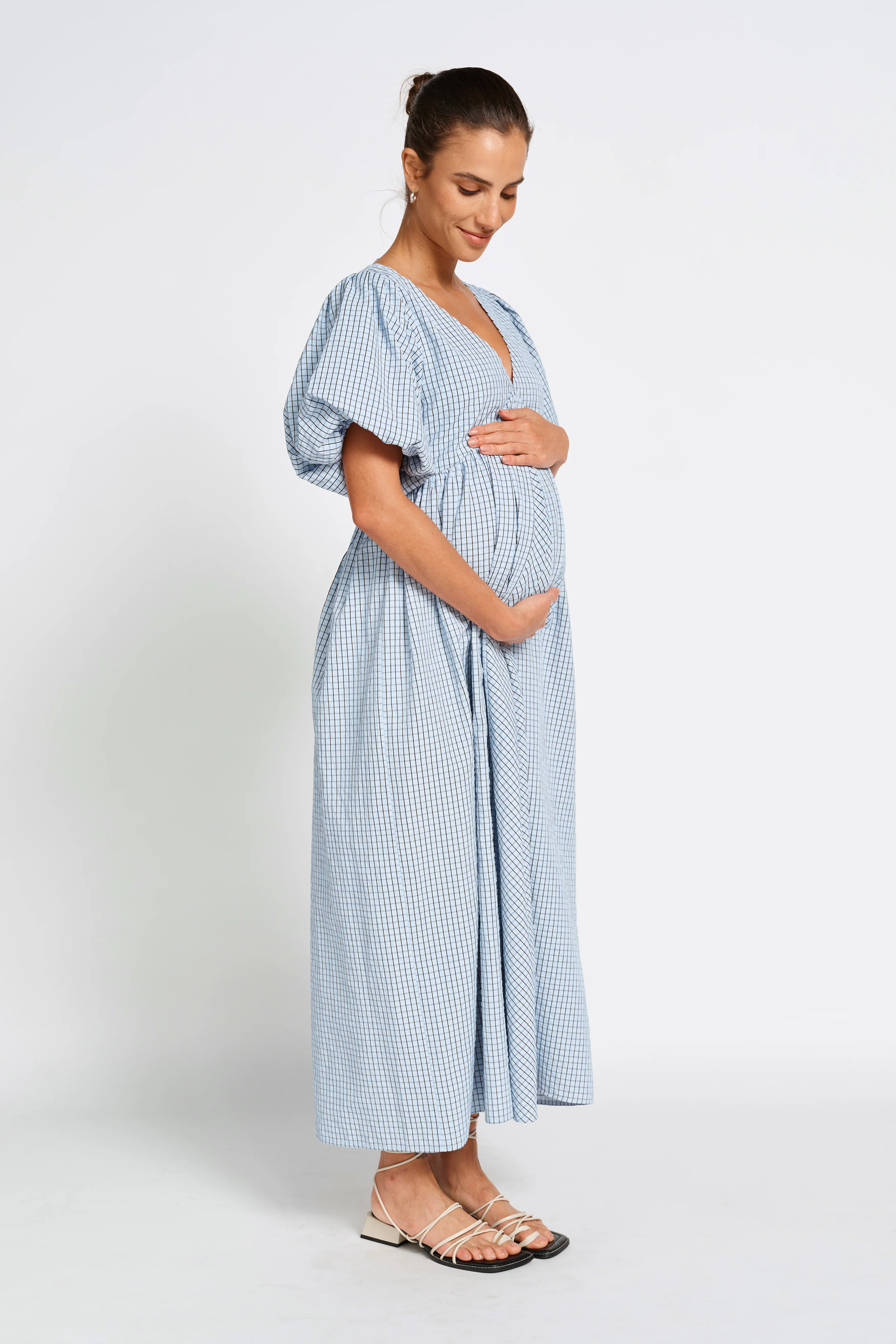 Nara Babydoll Midi Dress - Blue / Black - Image 3