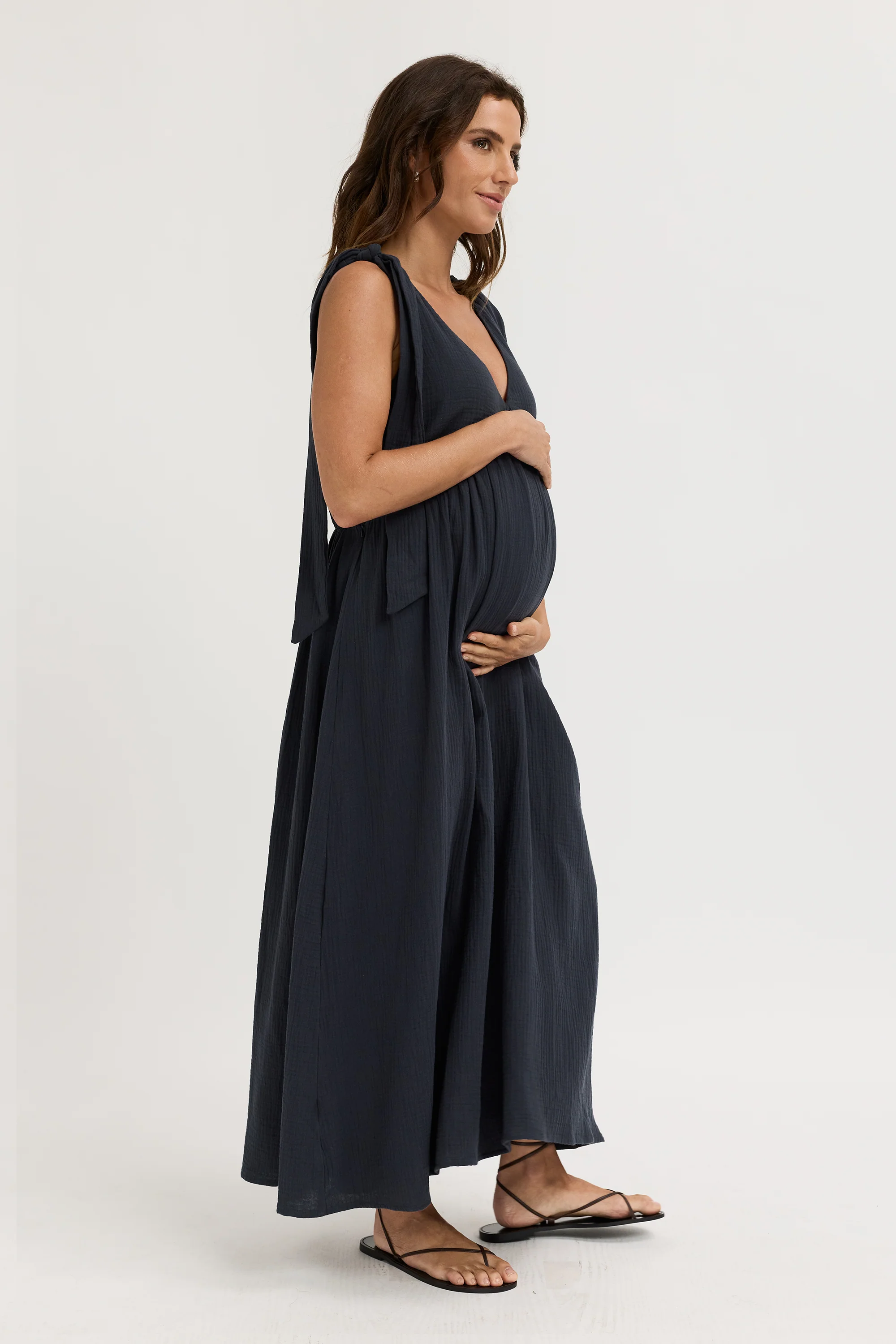 Raya Adjustable Babydoll Maxi Dress - Washed Navy - Image 3