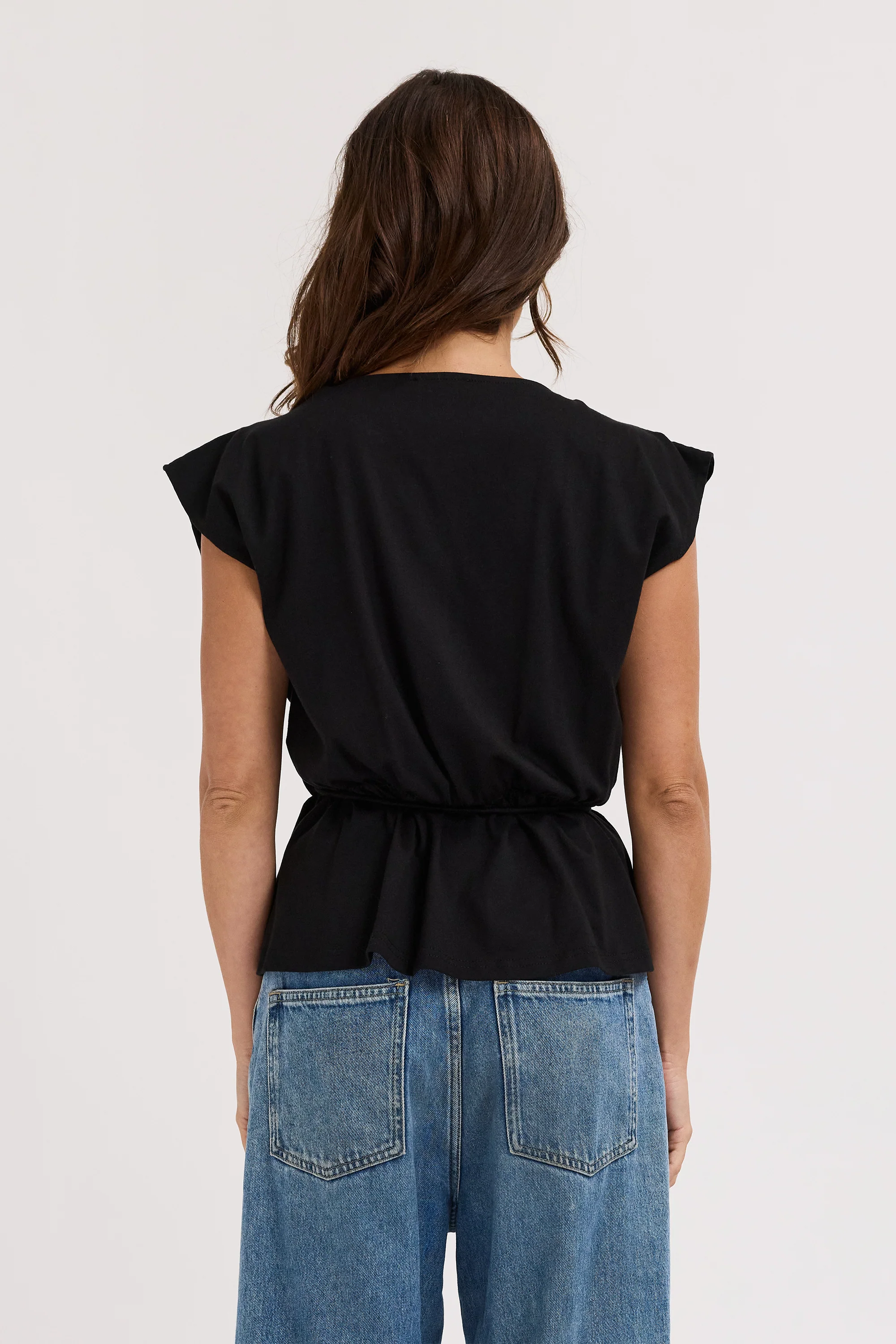 Whitney Draped Wrap Top - Black - Image 5